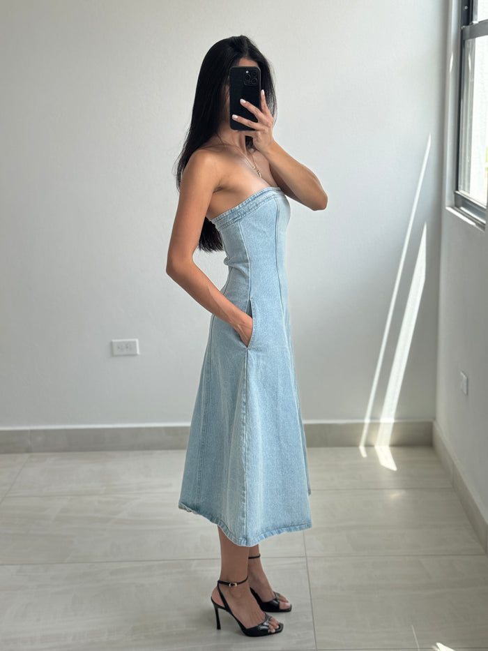 Denim midi dress