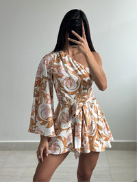 Floral one shoulder romper