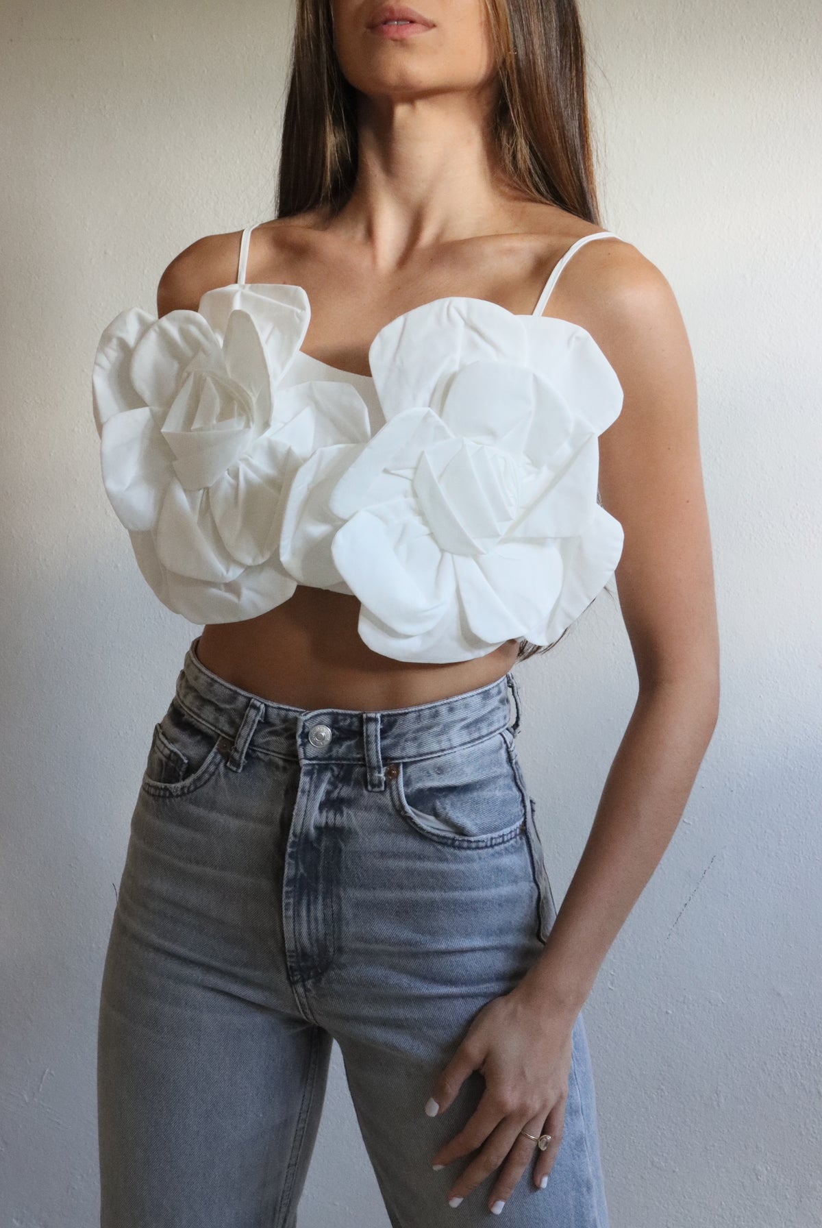 White flower crop top