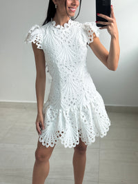 White crochet mini dress