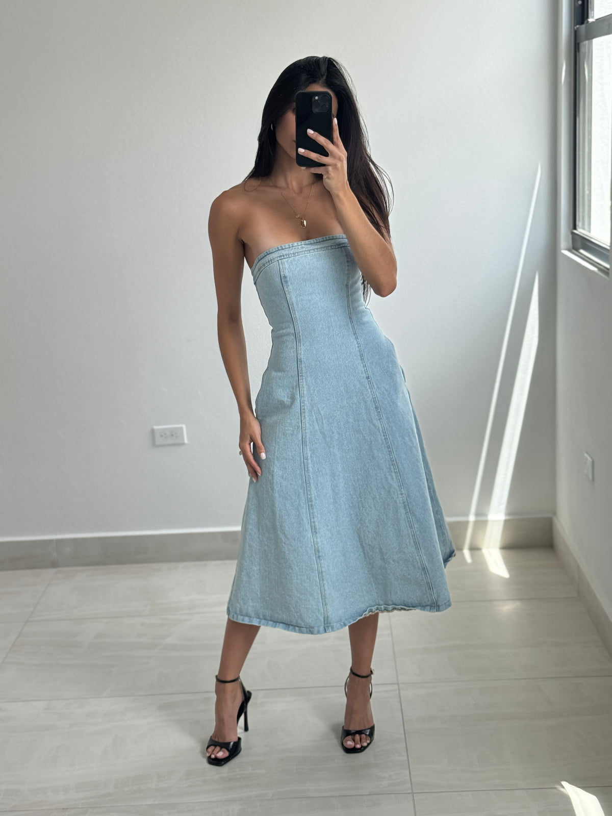 Denim midi dress