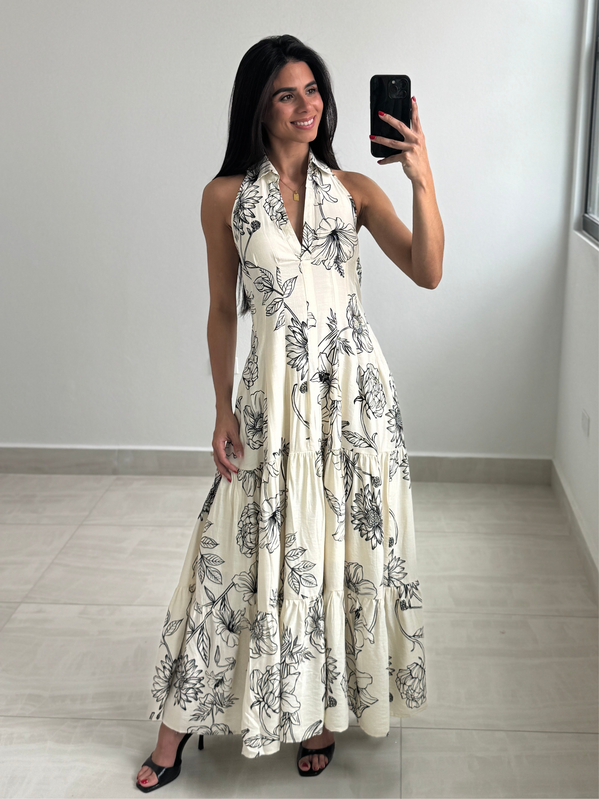 Floral Print Woven Maxi Dress