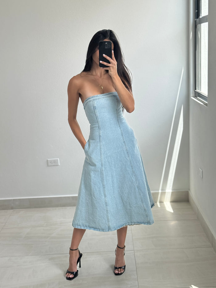 Denim midi dress