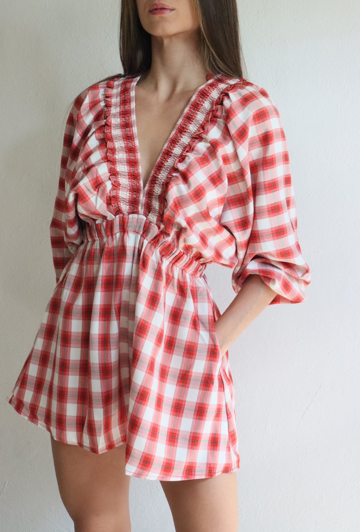 Red Plaid Romper