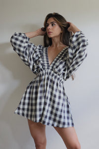 Black Plaid Romper