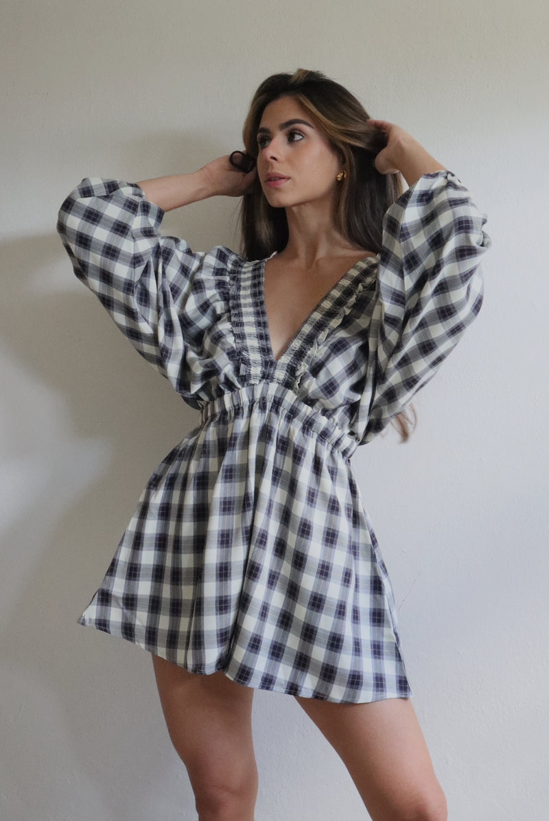 Black Plaid Romper