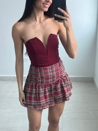 Strapless V neck bodysuit