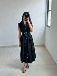 Black Woven Maxi Dress