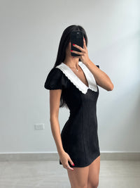 Collared suede mini dress