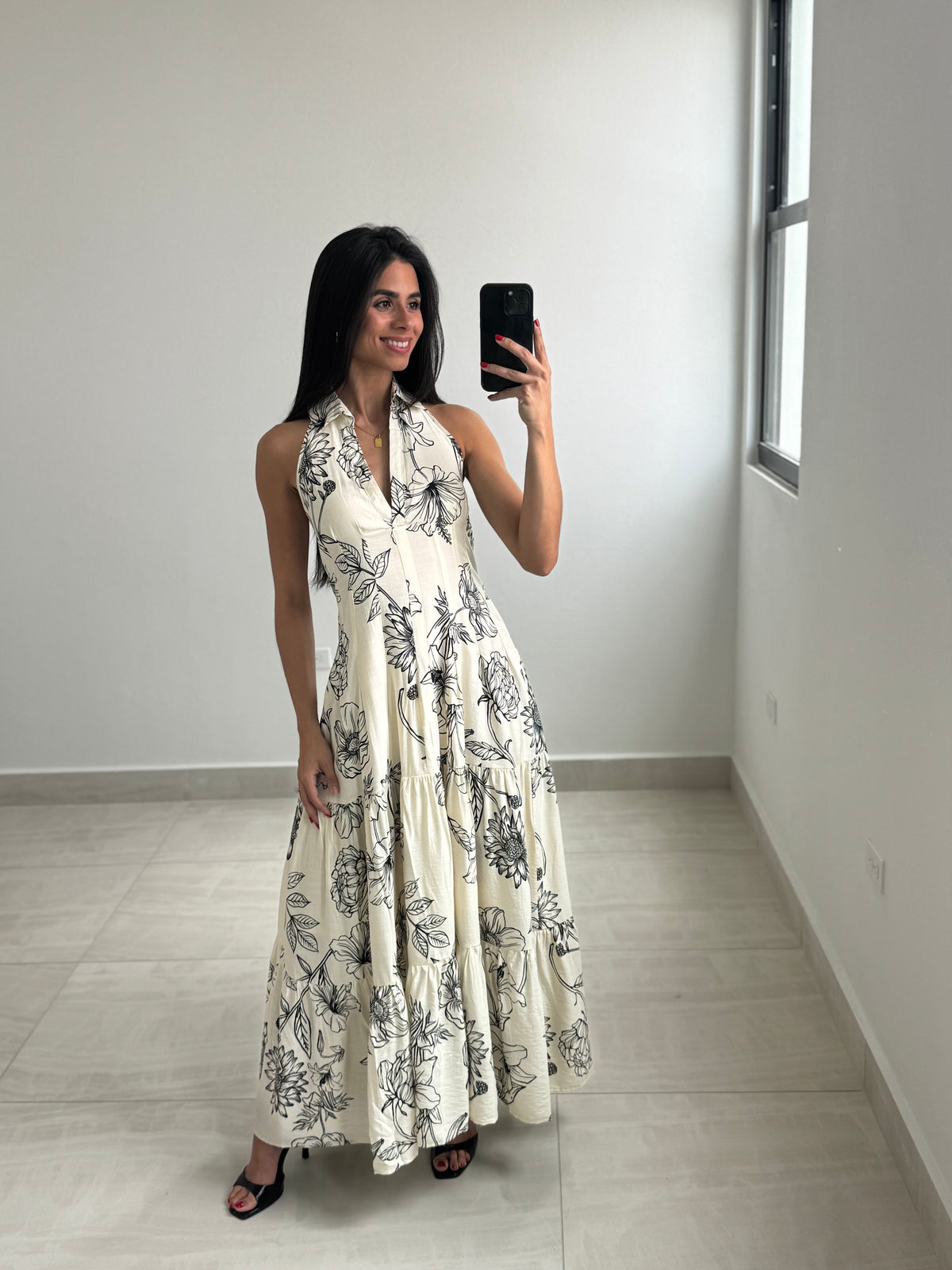 Floral Print Woven Maxi Dress