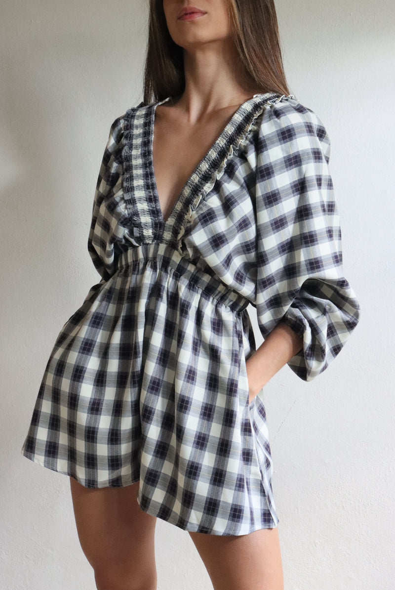 Black Plaid Romper