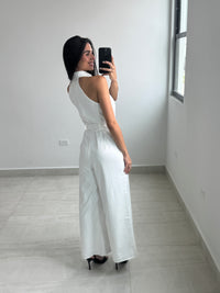 White button down jumpsuit