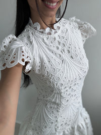 White crochet mini dress
