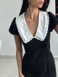 Collared suede mini dress