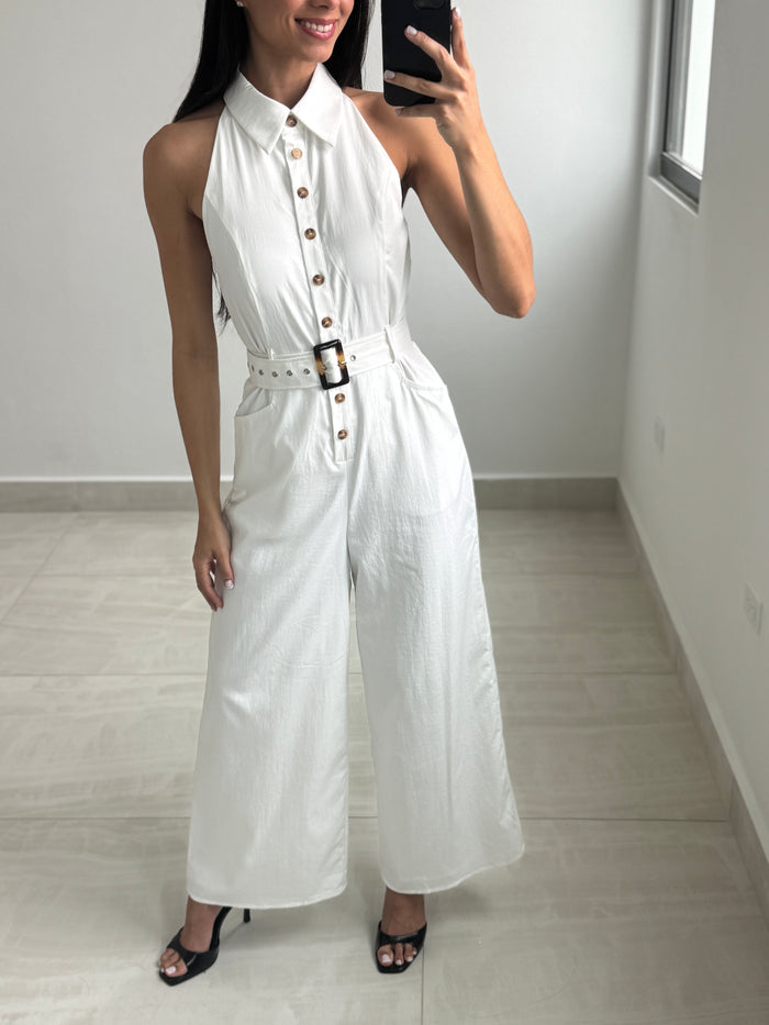 White button down jumpsuit