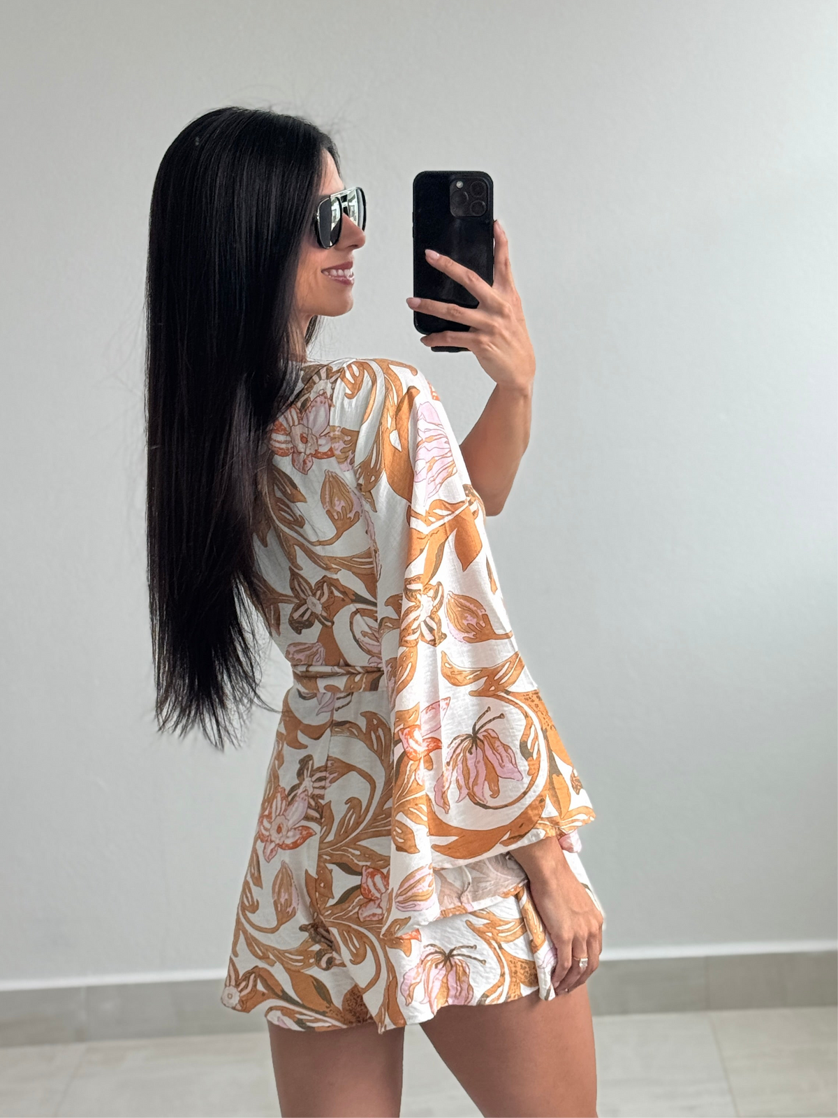 Floral one shoulder romper