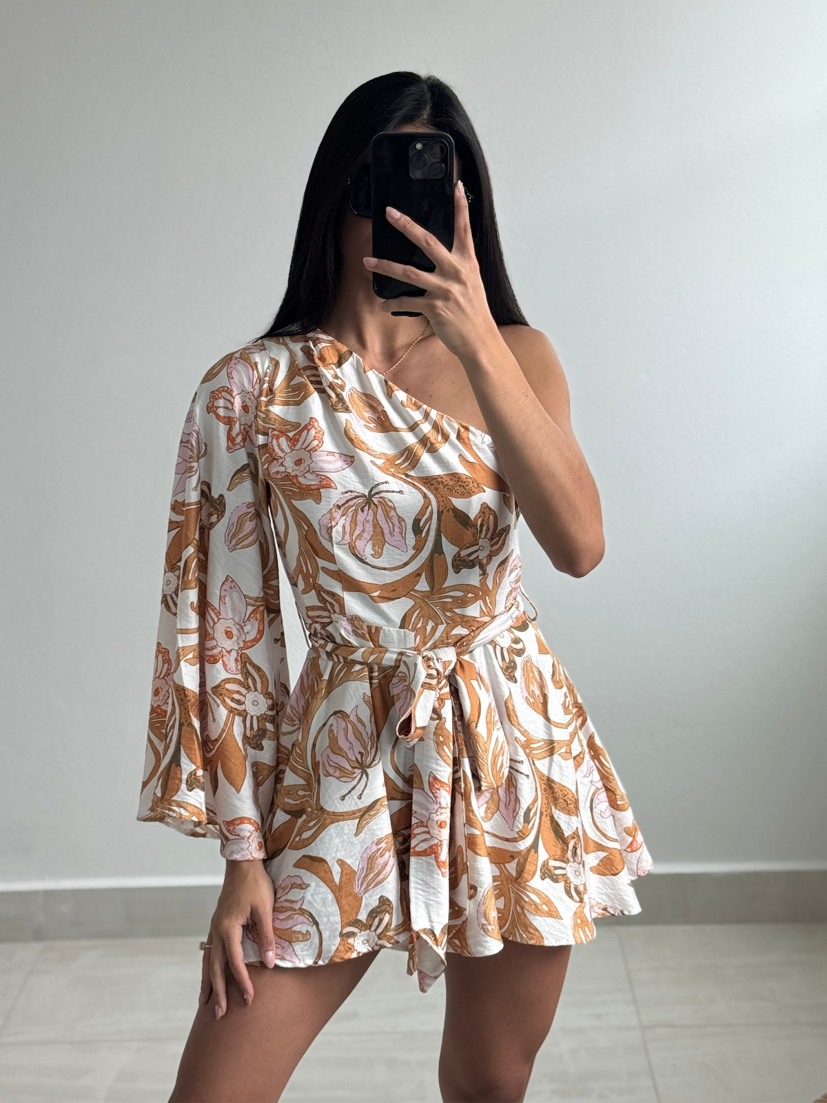 Floral one shoulder romper