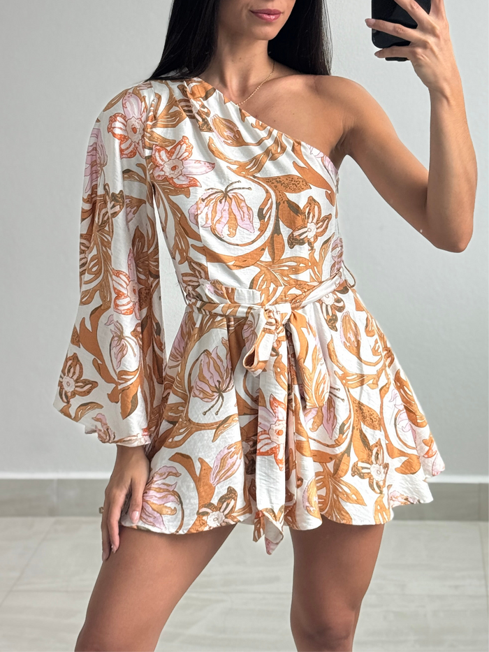Floral one shoulder romper