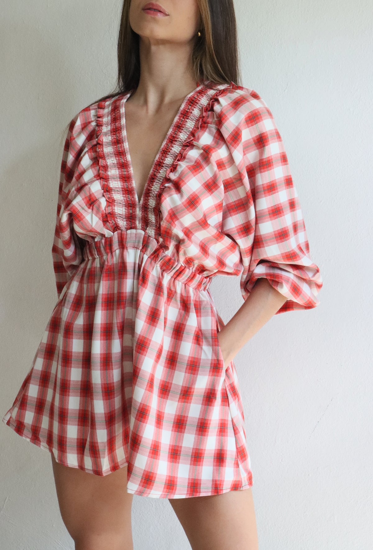 Red Plaid Romper