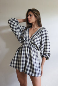 Black Plaid Romper