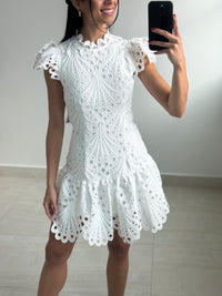 White crochet mini dress