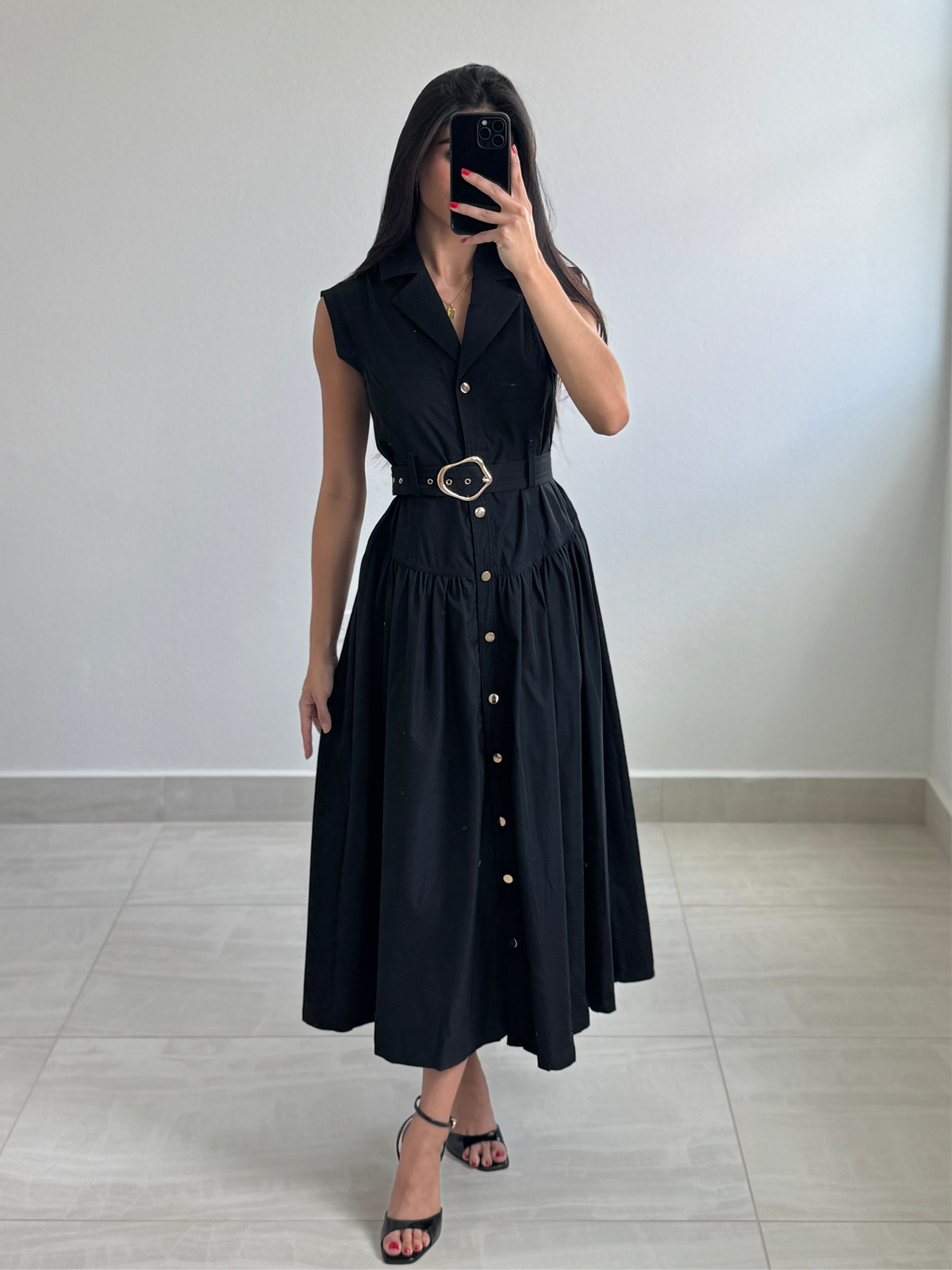 Black Woven Maxi Dress