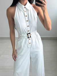 White button down jumpsuit