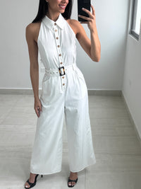 White button down jumpsuit