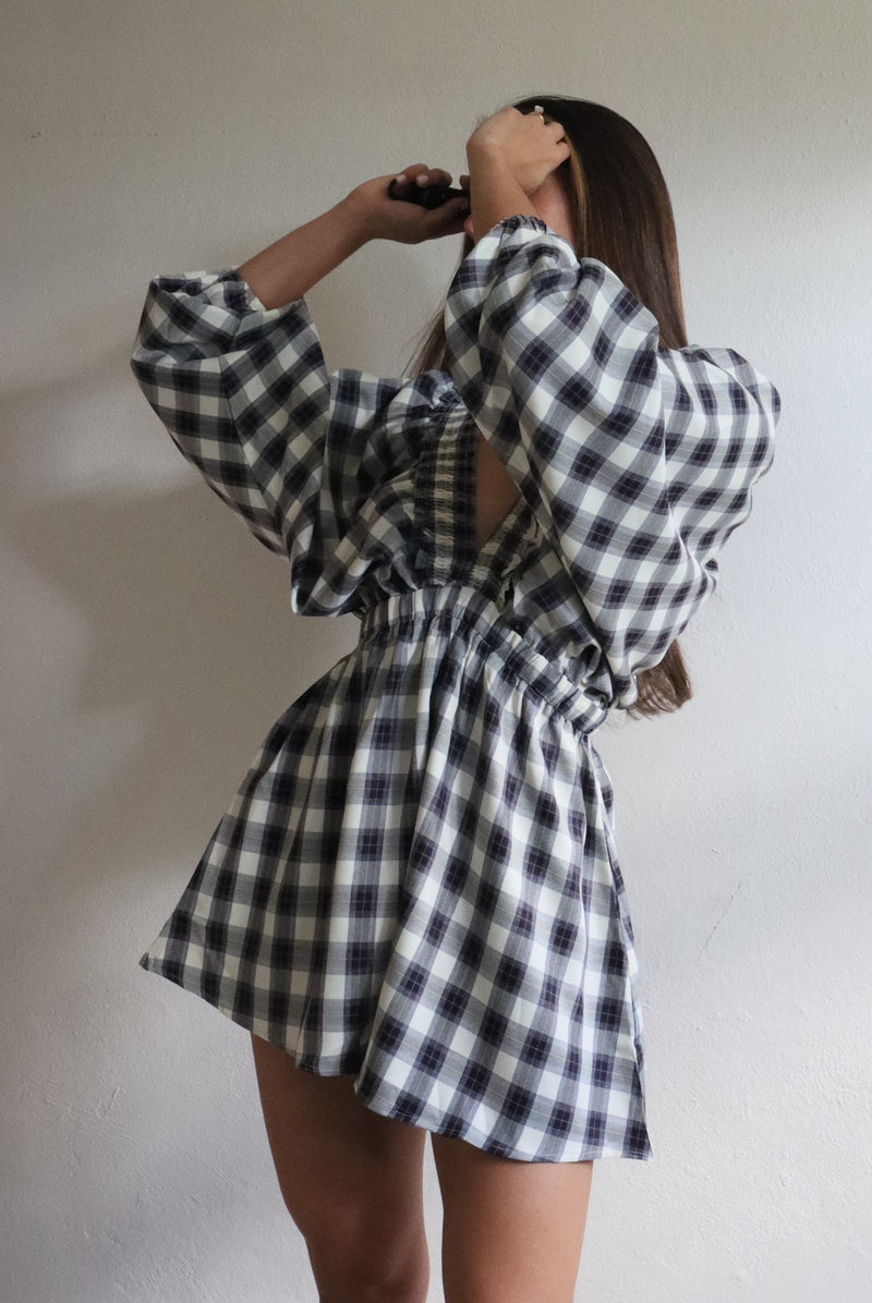 Black Plaid Romper