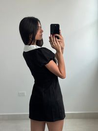 Collared suede mini dress