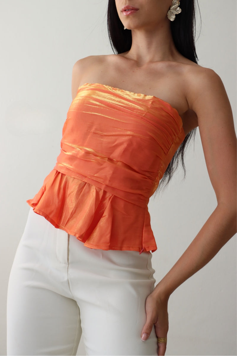 Vibrant Orange Metallic Top