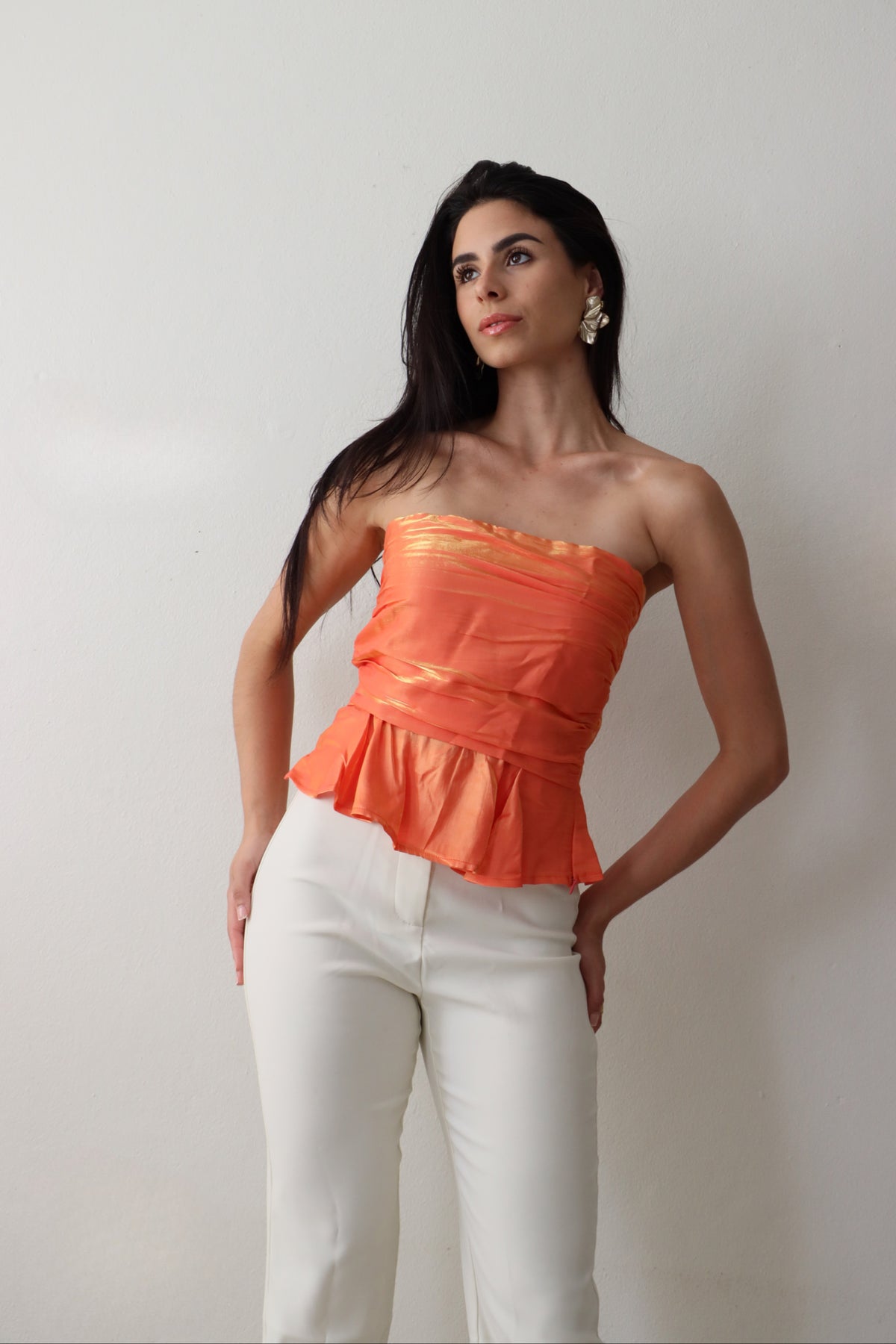 Vibrant Orange Metallic Top