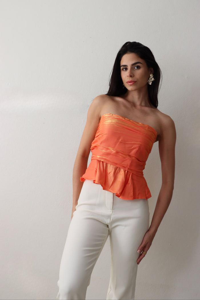 Vibrant Orange Metallic Top